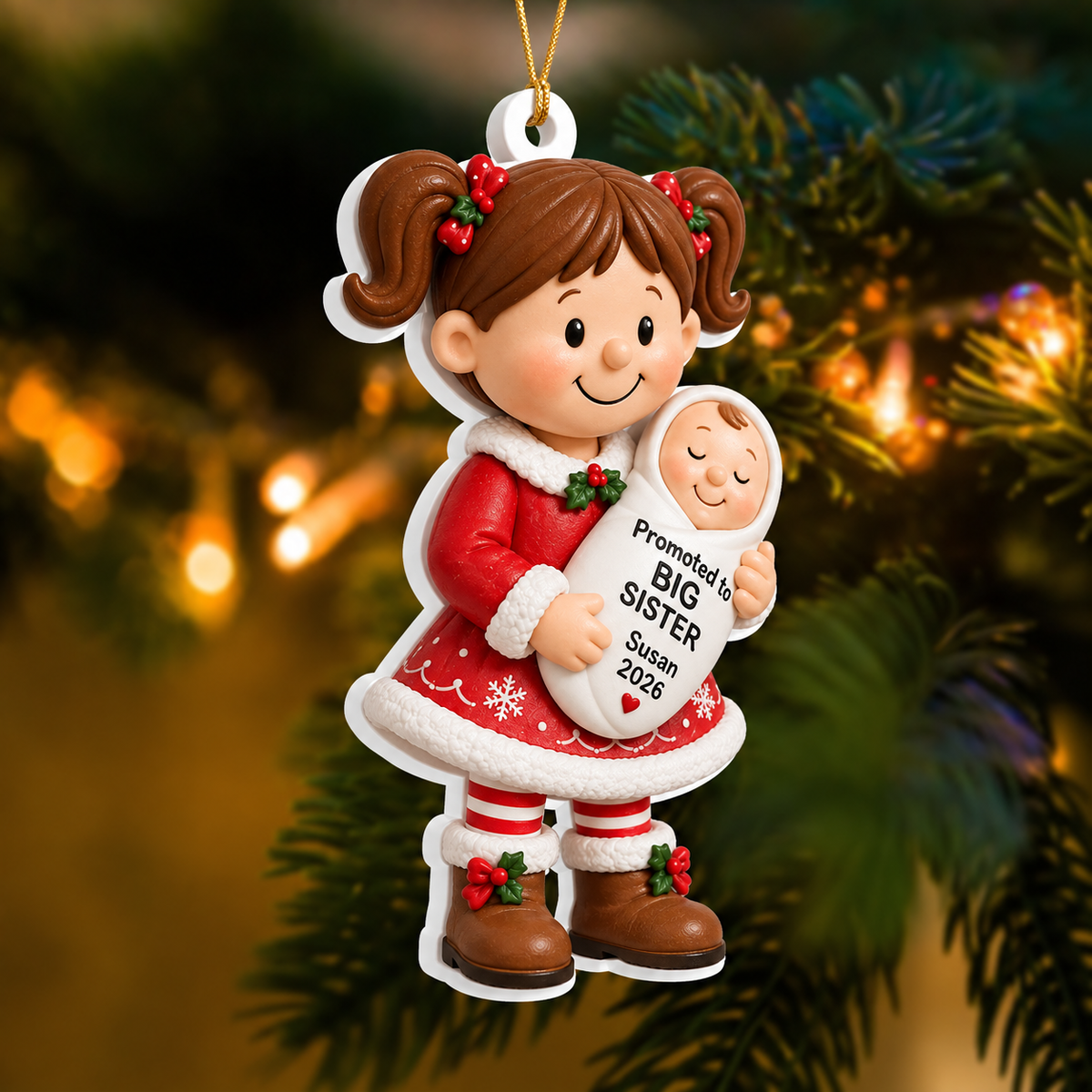 Big Brother Big Sister Merry Christmas - Real 3D Relief Ornament
