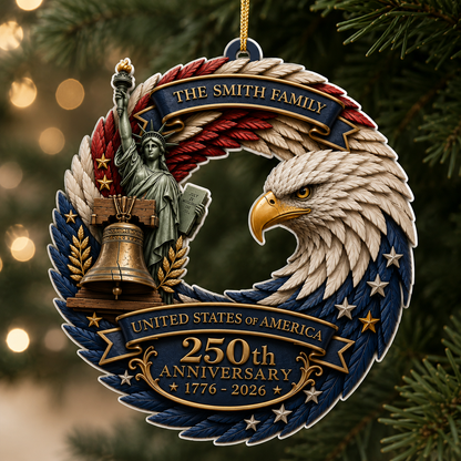 Joy 250 Years Of Freedom  - Real 3D Relief Ornament