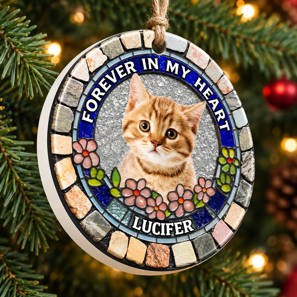 Paw Prints Stay Within Our Hearts Memorial Gifts - Real 3D Ceramic Ornament