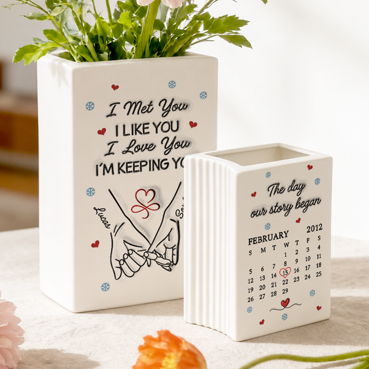 I Met You I Liked You I Love You - Personalized Ceramic Book Vase