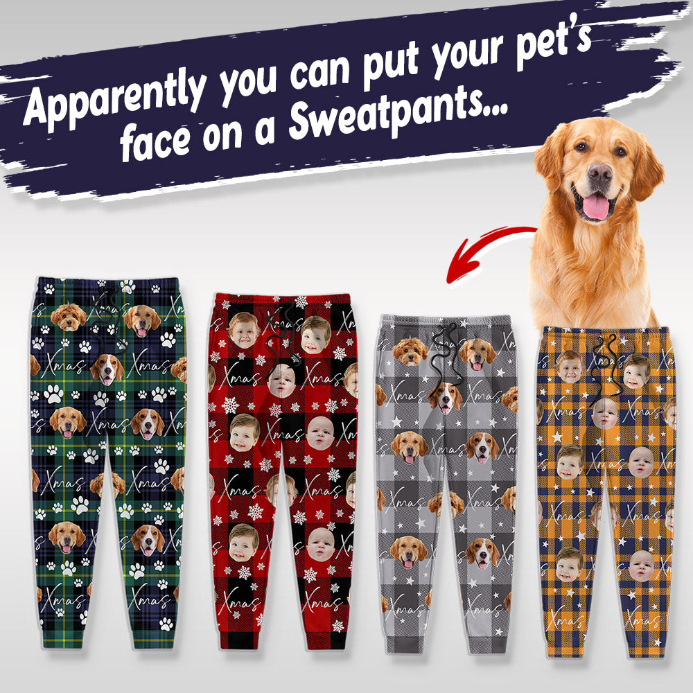 Merry Xmas Custom Face Photo Pajama Pants -  Christmas Gift
