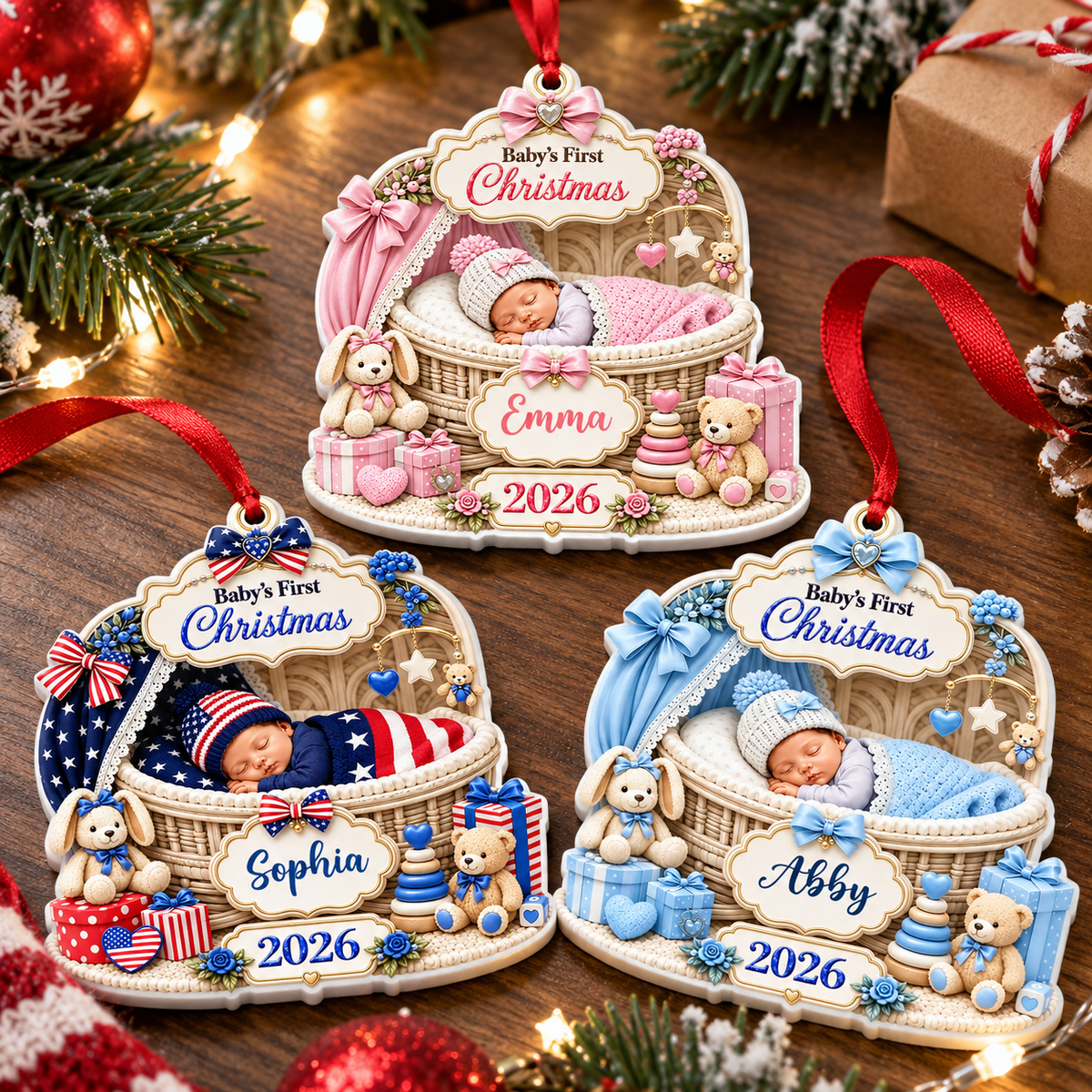 Baby USA Gifts for New Mom New Dad Newborn - Real 3D Relief Ornament