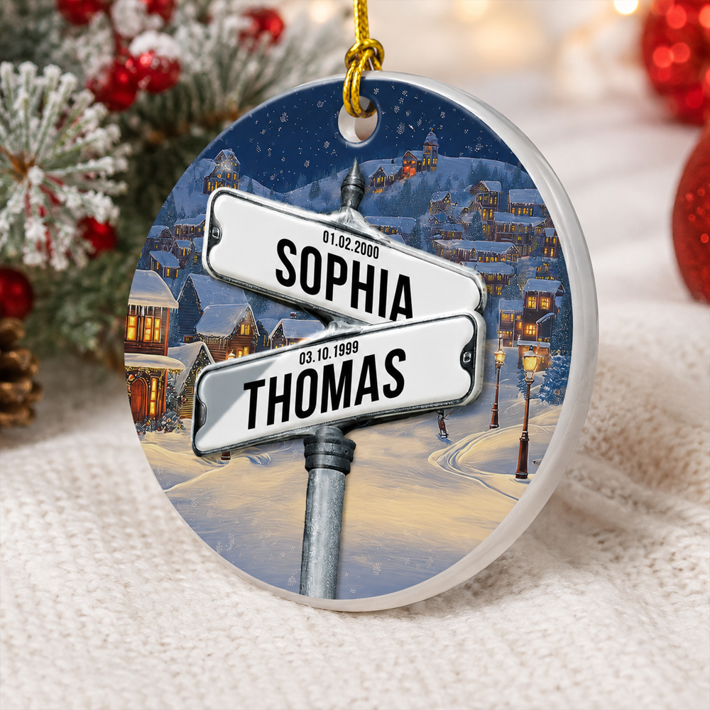 Vintage Street Sign Ornament 2026 - Real 3D Ceramic Ornament