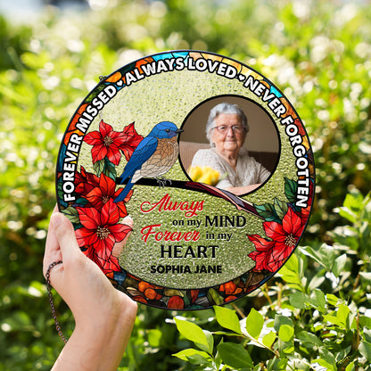 Never Forgotten - Personalized Photo Stained Glass Window Hanging Suncatcher