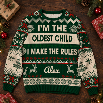 Oldest Middle Youngest Child Ugly Sweater - Personalized All-Over-Print Sweatshirt - Wool Sweater