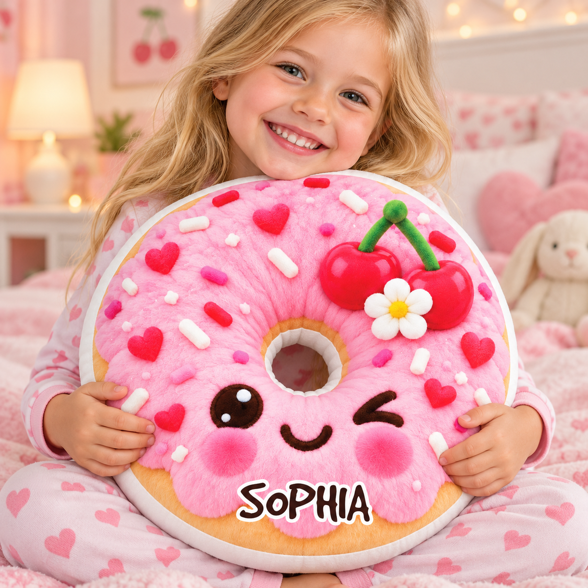 Cute Donut Custom Shaped Pillow - Personalized Custom Pillow - Gifts for Kids