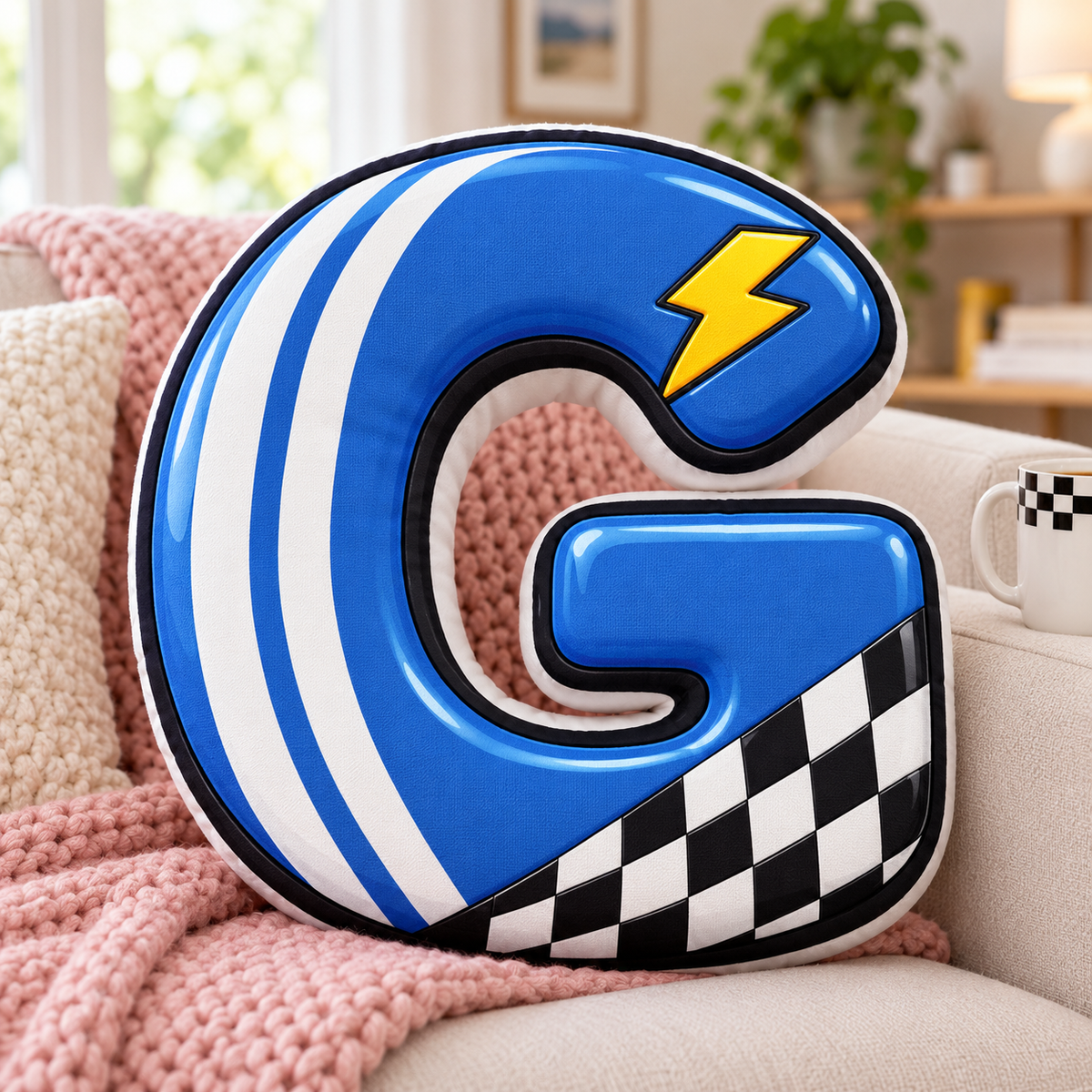 Racing Car Alphabet Custom Shaped Pillow - Personalized Gifts for Kids
