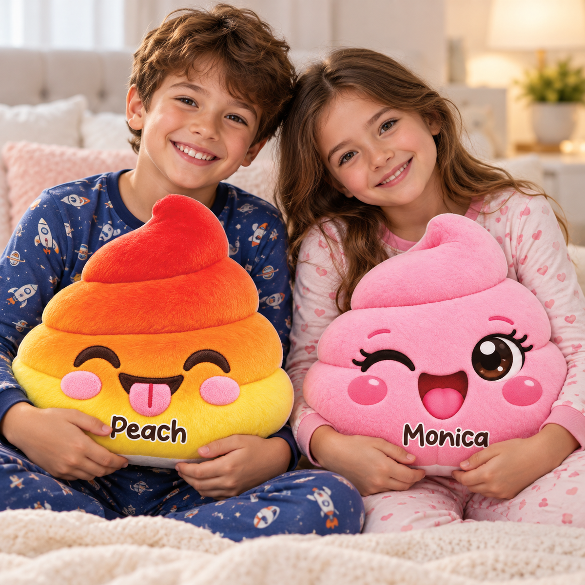 Poop Squishy Character Custom Shaped Pillow - Personalized Custom Pillow - Gifts for Kids