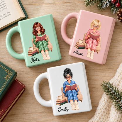 Custom Book Lovers Shaped Mug - Personalized Name Gifts - Best Friend, Christmas & Birthday Friendship Keepsake Gift •