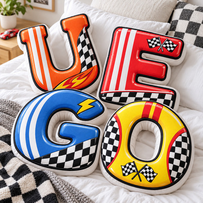 Racing Car Alphabet Custom Shaped Pillow - Personalized Gifts for Kids