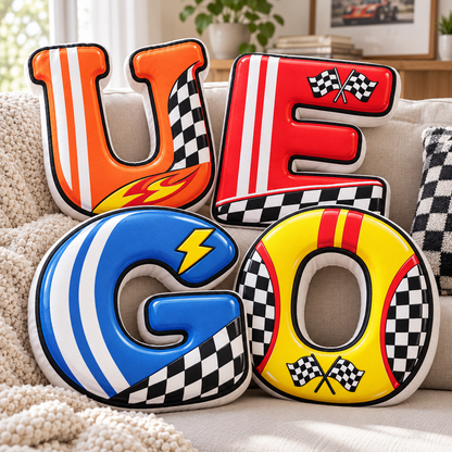 Racing Car Alphabet Custom Shaped Pillow - Personalized Gifts for Kids