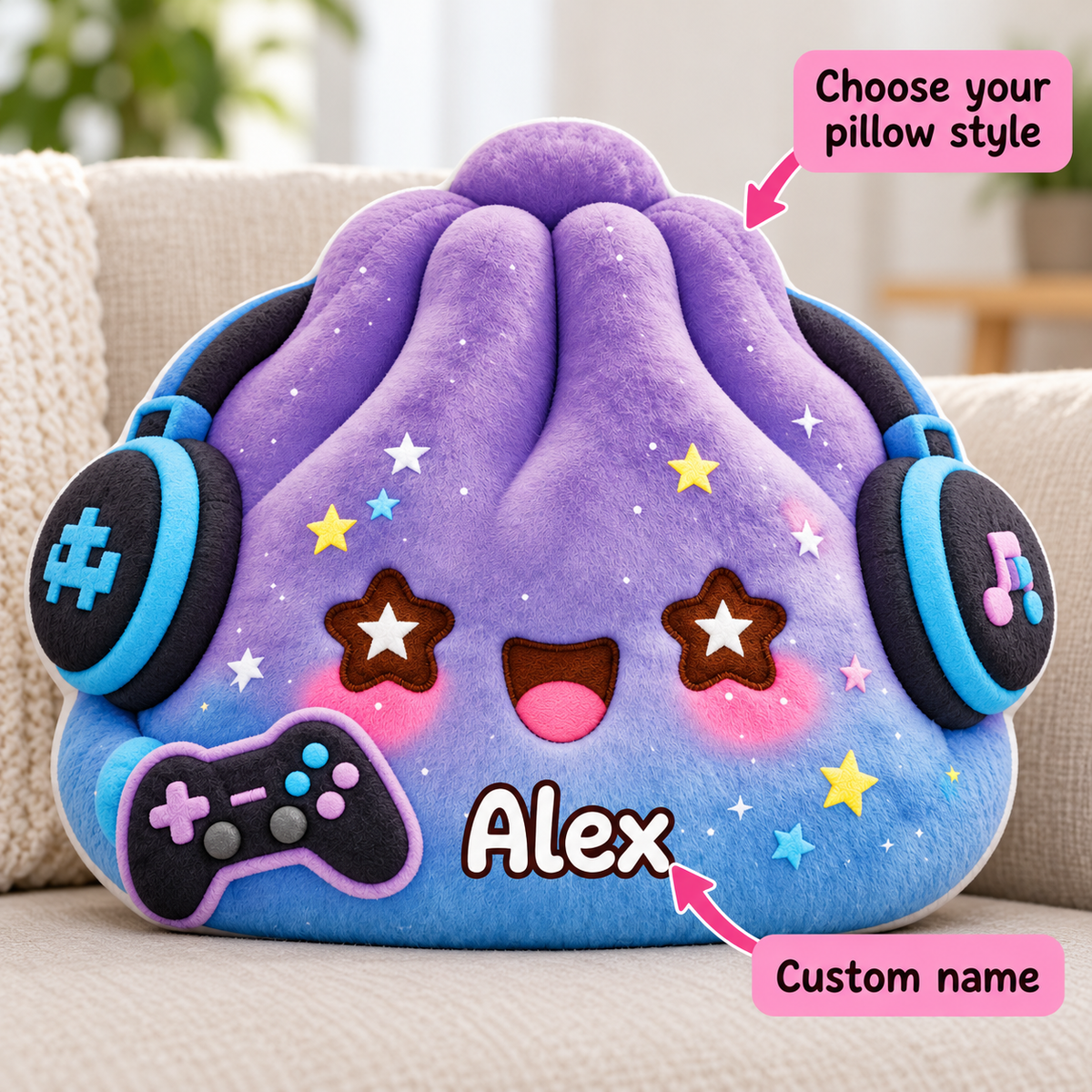 Dumpling Squishy Hobbies Custom Shaped Pillow - Personalized Custom Pillow - Gifts for Kids