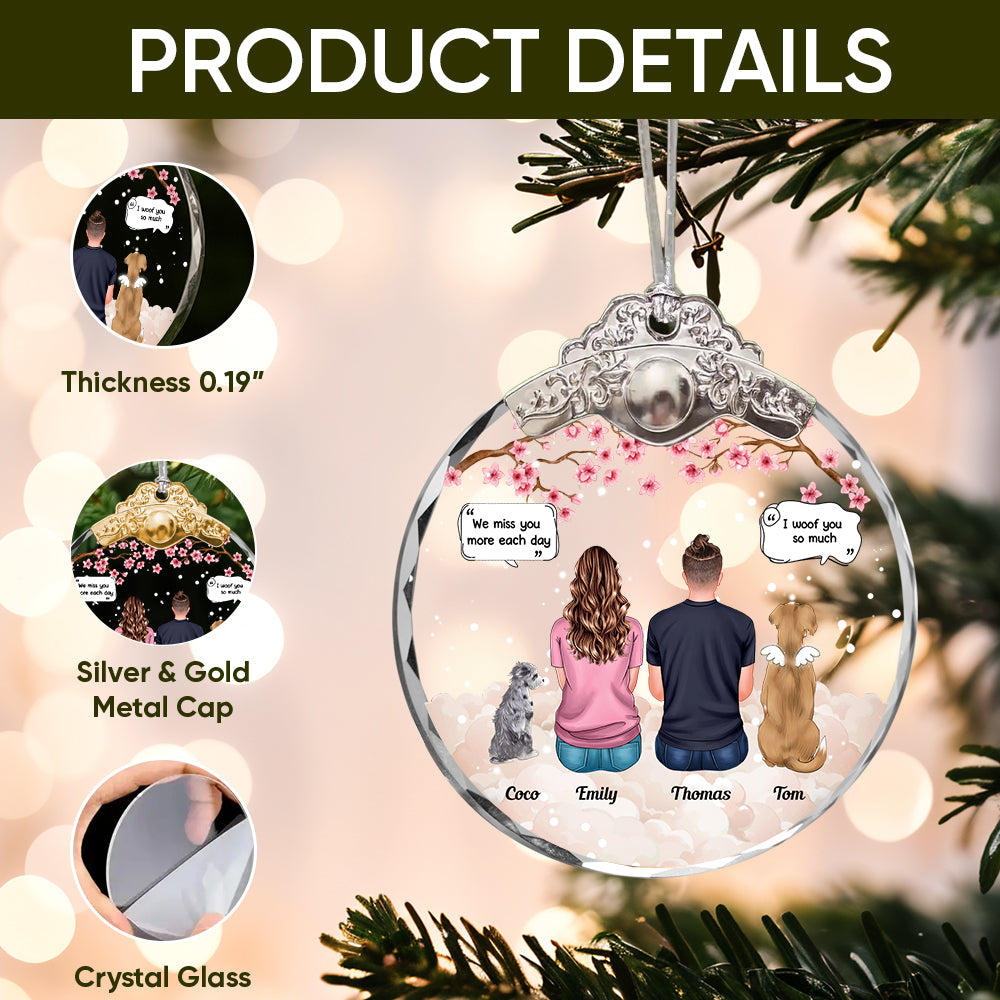 I Miss You Dog Loss - Personalized Glass Ornament With Silver and Gold Cap