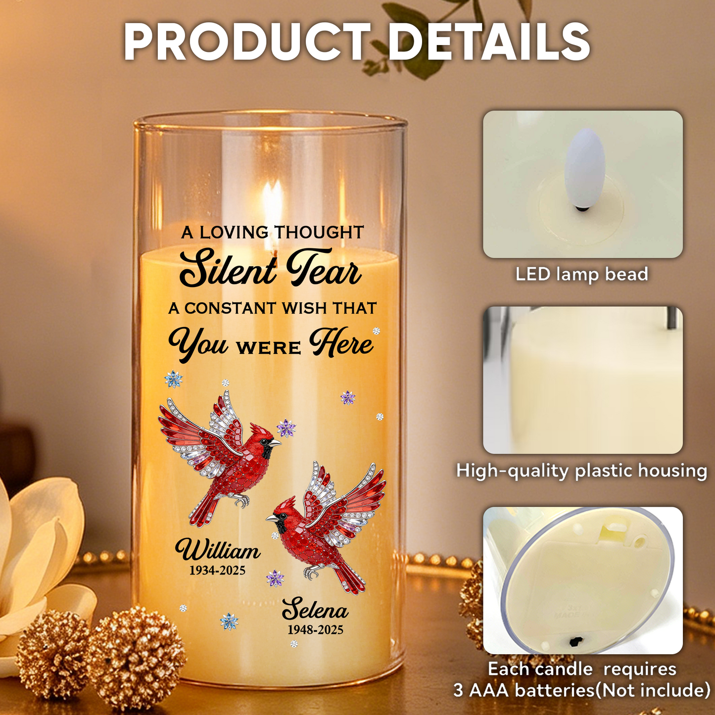 A Loving Thought Silent Tear - Personalized Flameless LED Candle