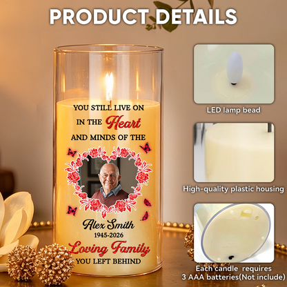In Loving Memories Custom Memorial Candle - Personalized Flameless LED Candle