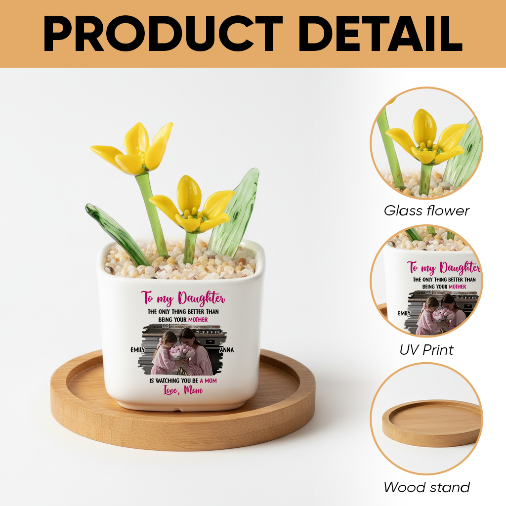 Watching Daughter Be A Mom - Personalized Custom Glass Everlasting Flowers