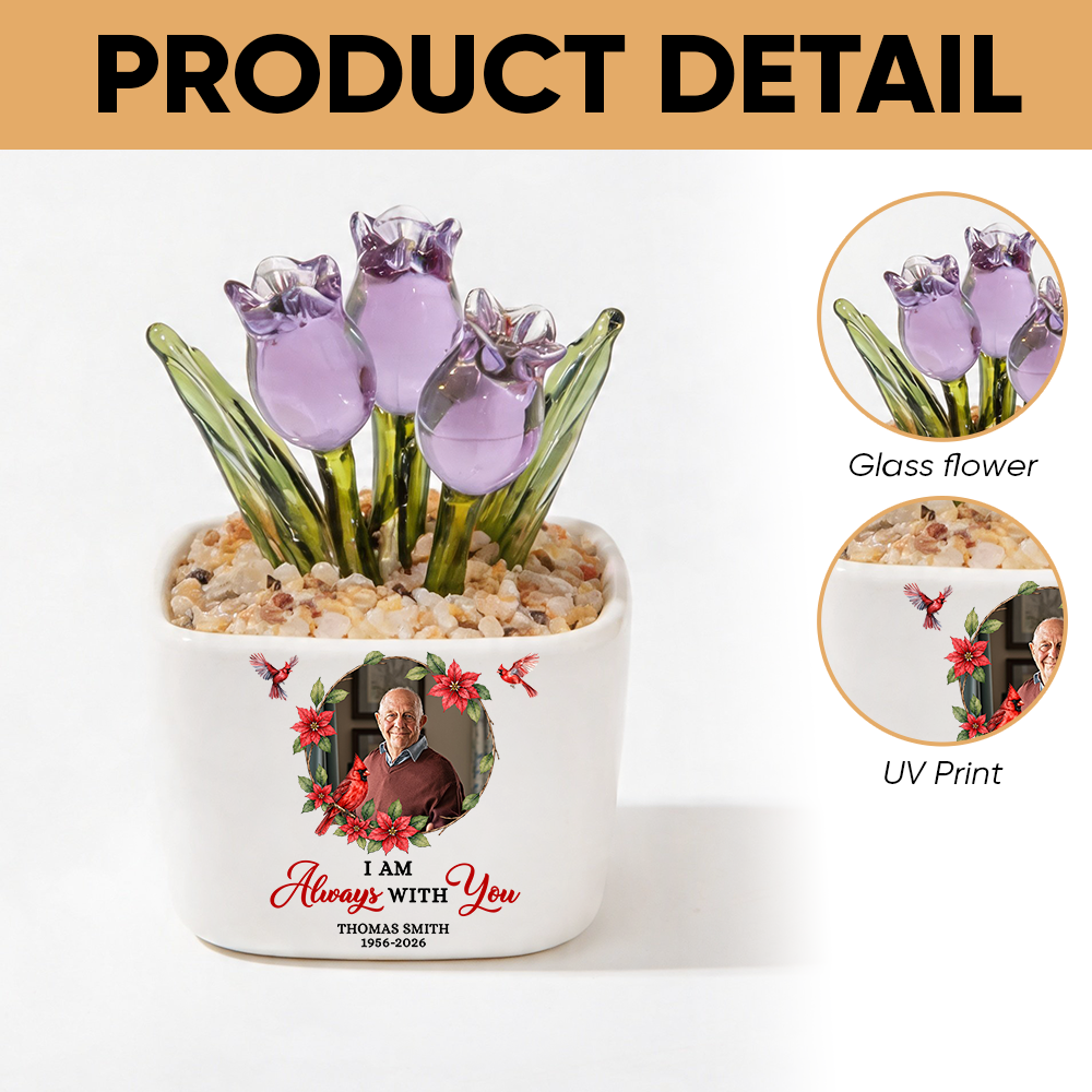 I Am Always With You Cardinal - Personalized Custom Glass Everlasting Tulips