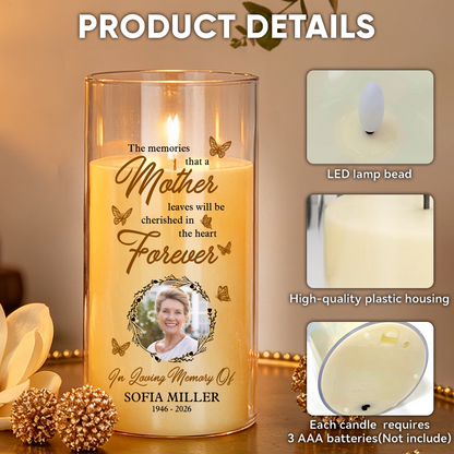 Cherished In The Heart Custom Photo Memorial - Personalized Flameless LED Candle