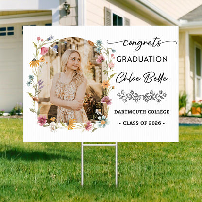 Foral 2026 Lawn Sign Graduation Gift - Personalized Graduation Yarn Sign With Stake