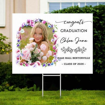 Foral 2026 Lawn Sign Graduation Gift - Personalized Graduation Yarn Sign With Stake