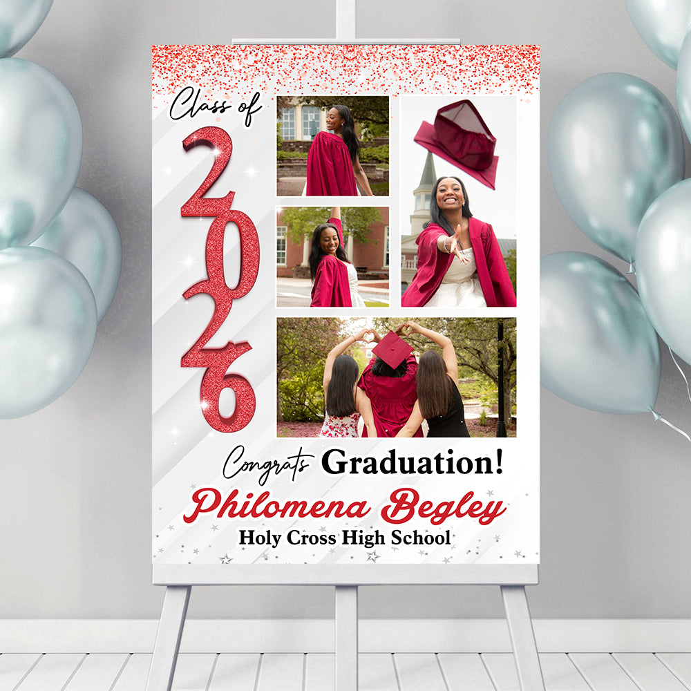 2026 Glitter Graduation Welcome Sign - Custom Photo Welcome Sign