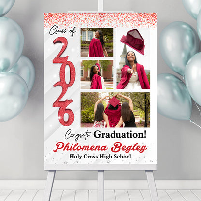 2026 Glitter Graduation Welcome Sign - Custom Photo Welcome Sign