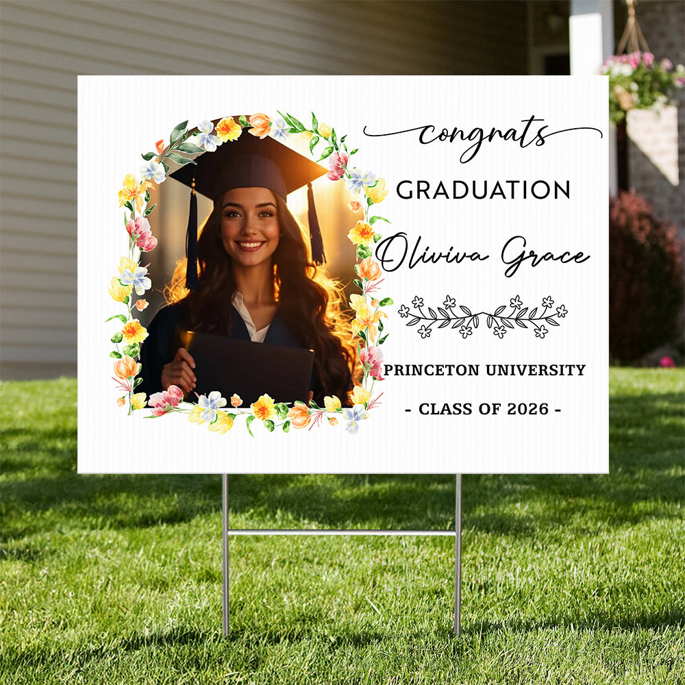 Foral 2026 Lawn Sign Graduation Gift - Personalized Graduation Yarn Sign With Stake