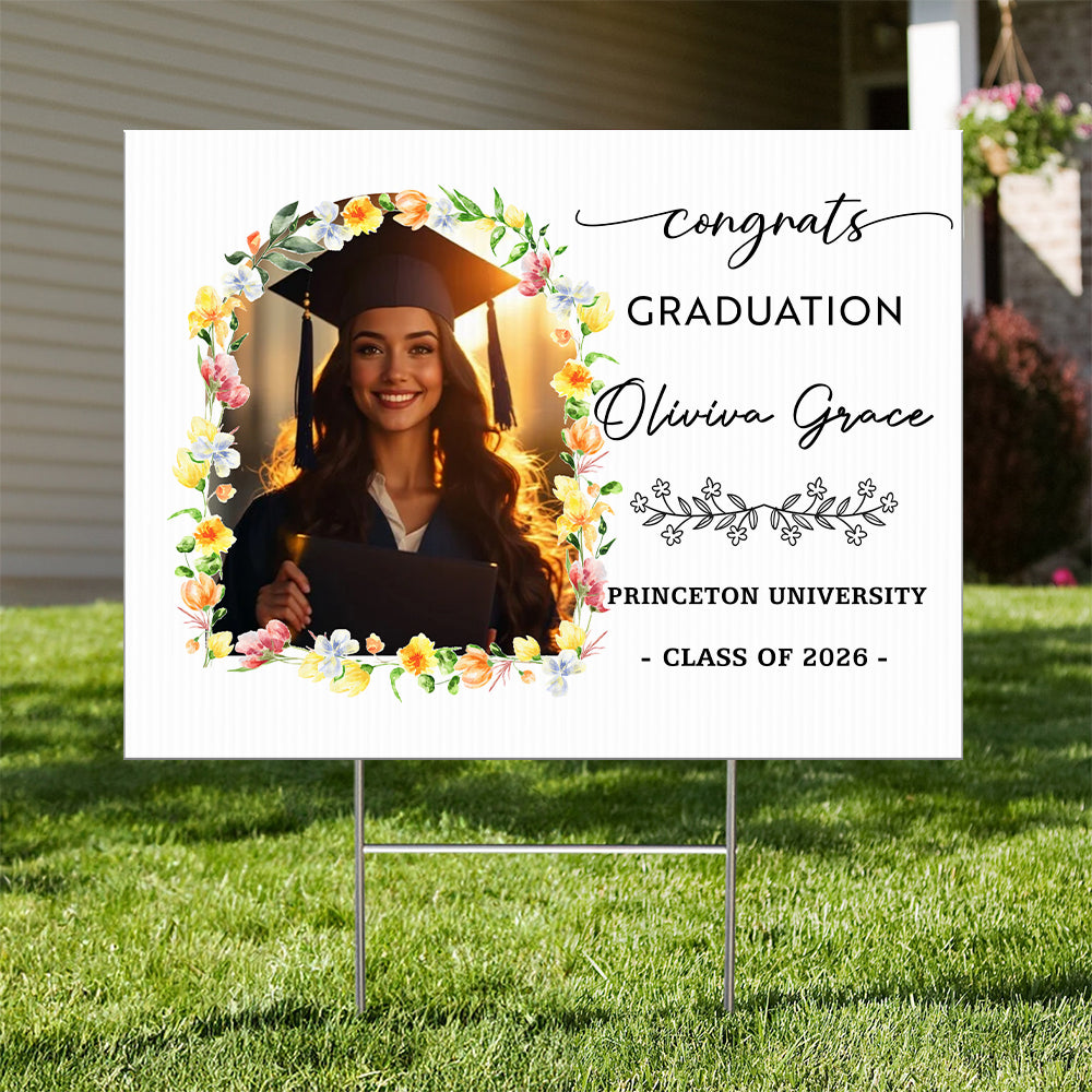 Foral 2026 Lawn Sign Graduation Gift - Personalized Graduation Yarn Sign With Stake