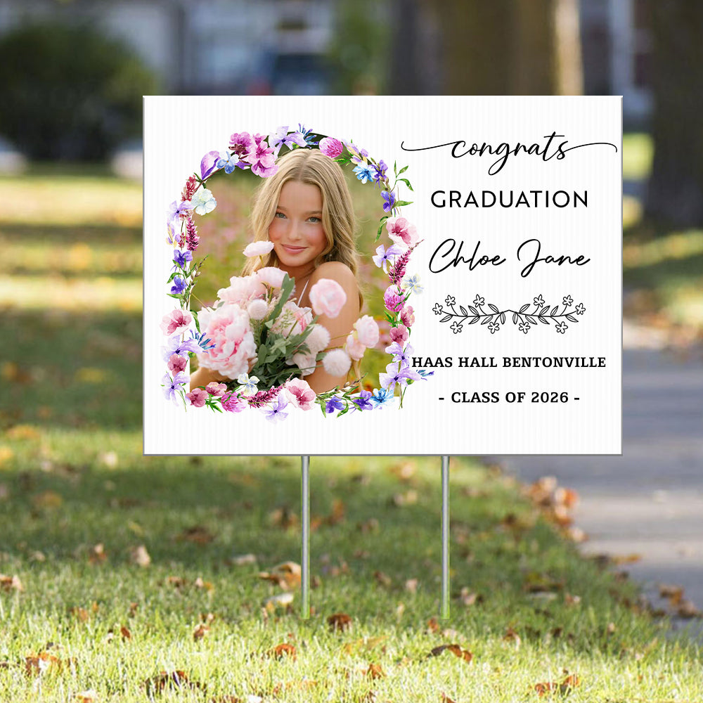 Foral 2026 Lawn Sign Graduation Gift - Personalized Graduation Yarn Sign With Stake