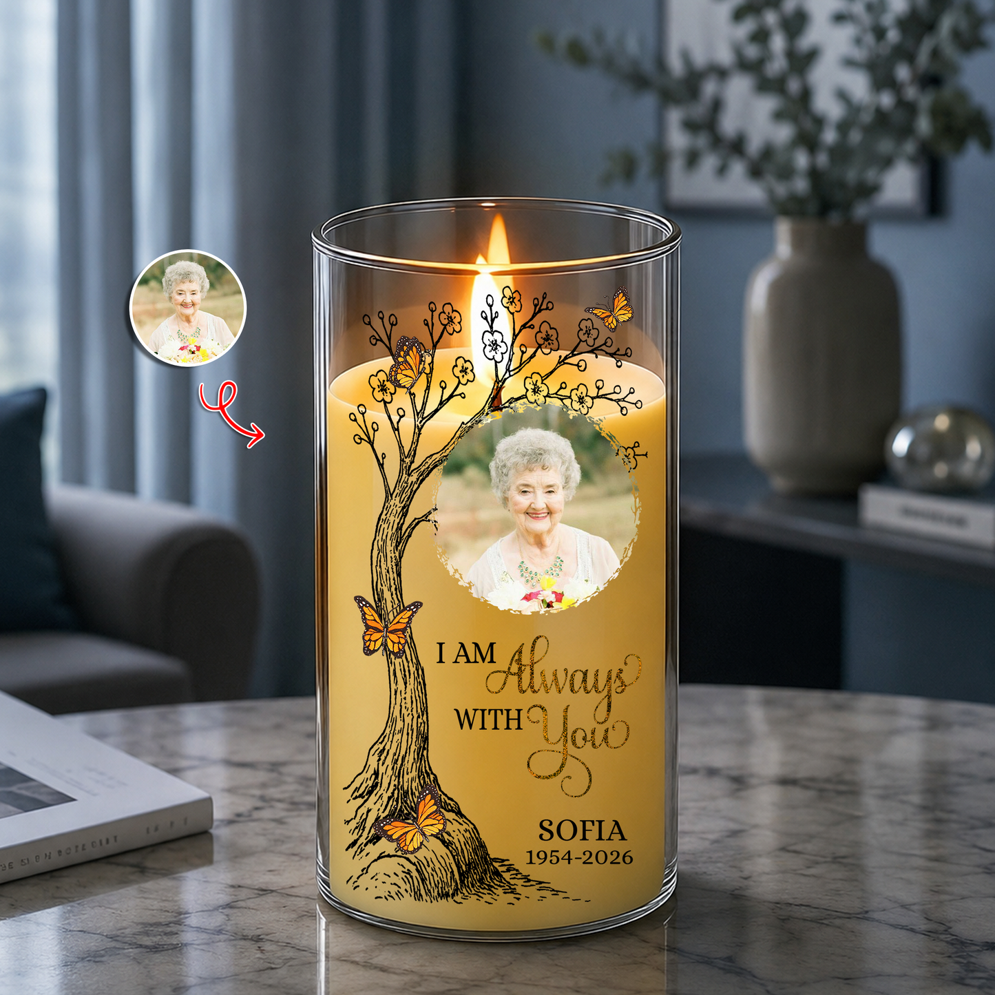 I Am Always With You Memorial Photo - Personalized Flameless LED Candle