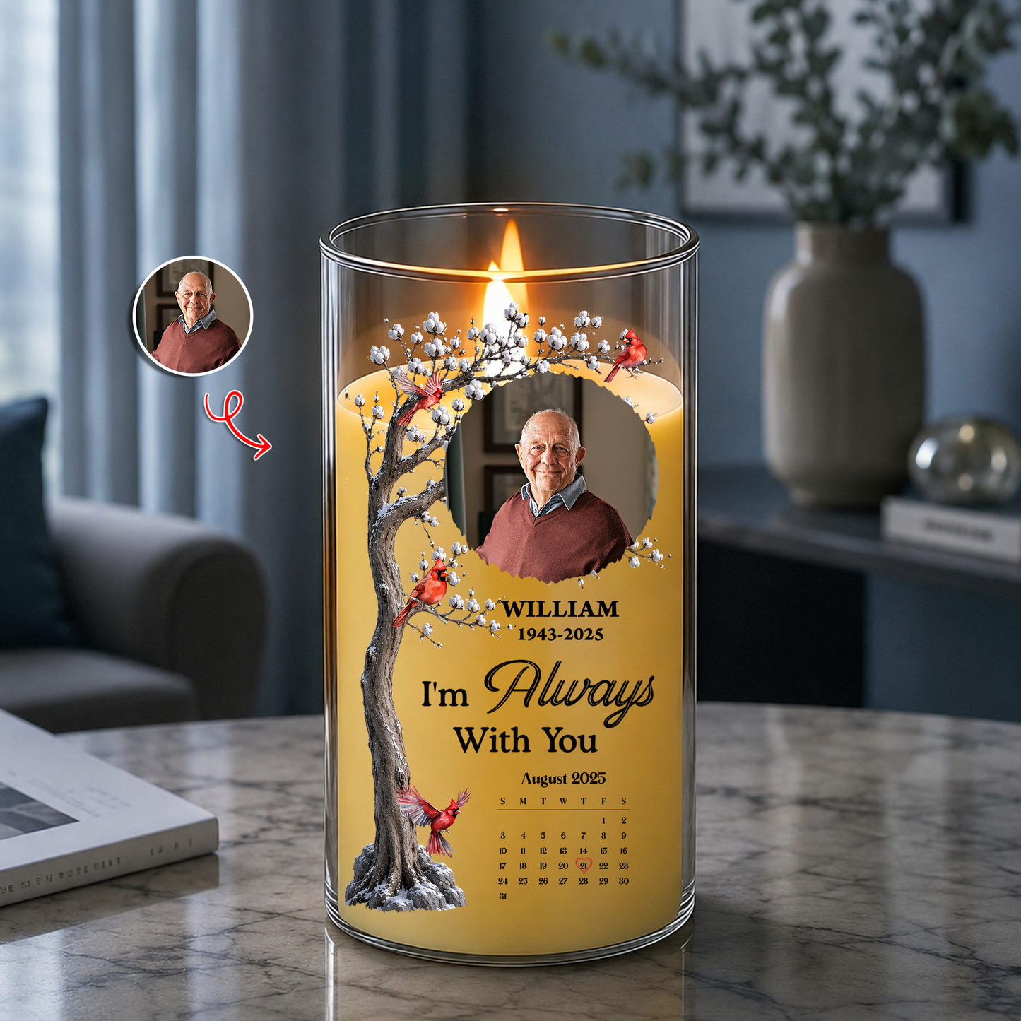 The Date You Left Me Memorial Candle - Personalized Flameless LED Candle