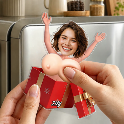 Personalized Funny Christmas Box Squishy Fridge Magnet - Custom Photo Squeeze Magnet, Kitchen Decor