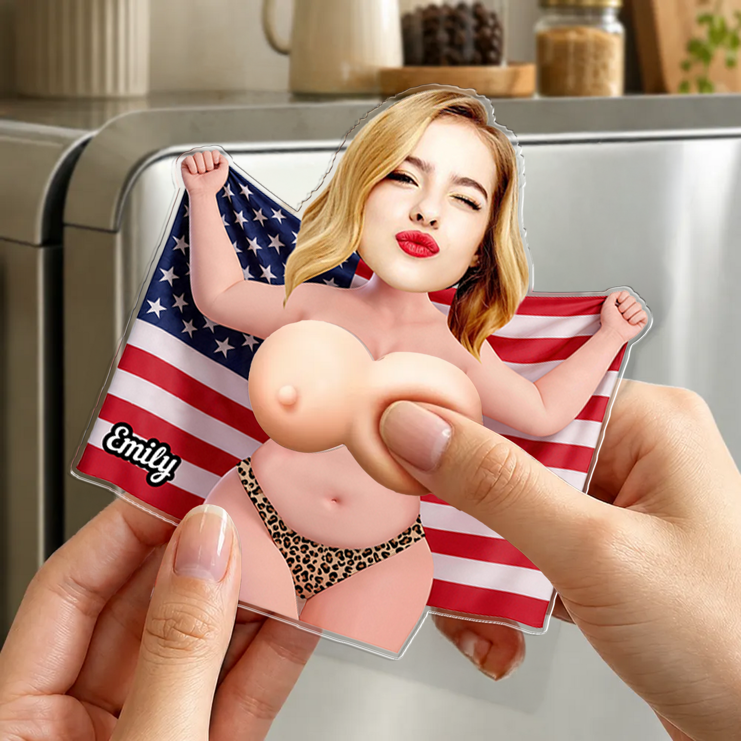 Personalized Funny Flag Squishy Fridge Magnet - Custom Photo Squeeze Magnet, Kitchen Decor