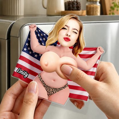 Personalized Funny Flag Squishy Fridge Magnet - Custom Photo Squeeze Magnet, Kitchen Decor