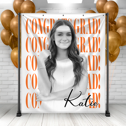 Classic Senoir Party Style Graduation Decor - Personalized Congrats Graduation Backdrop