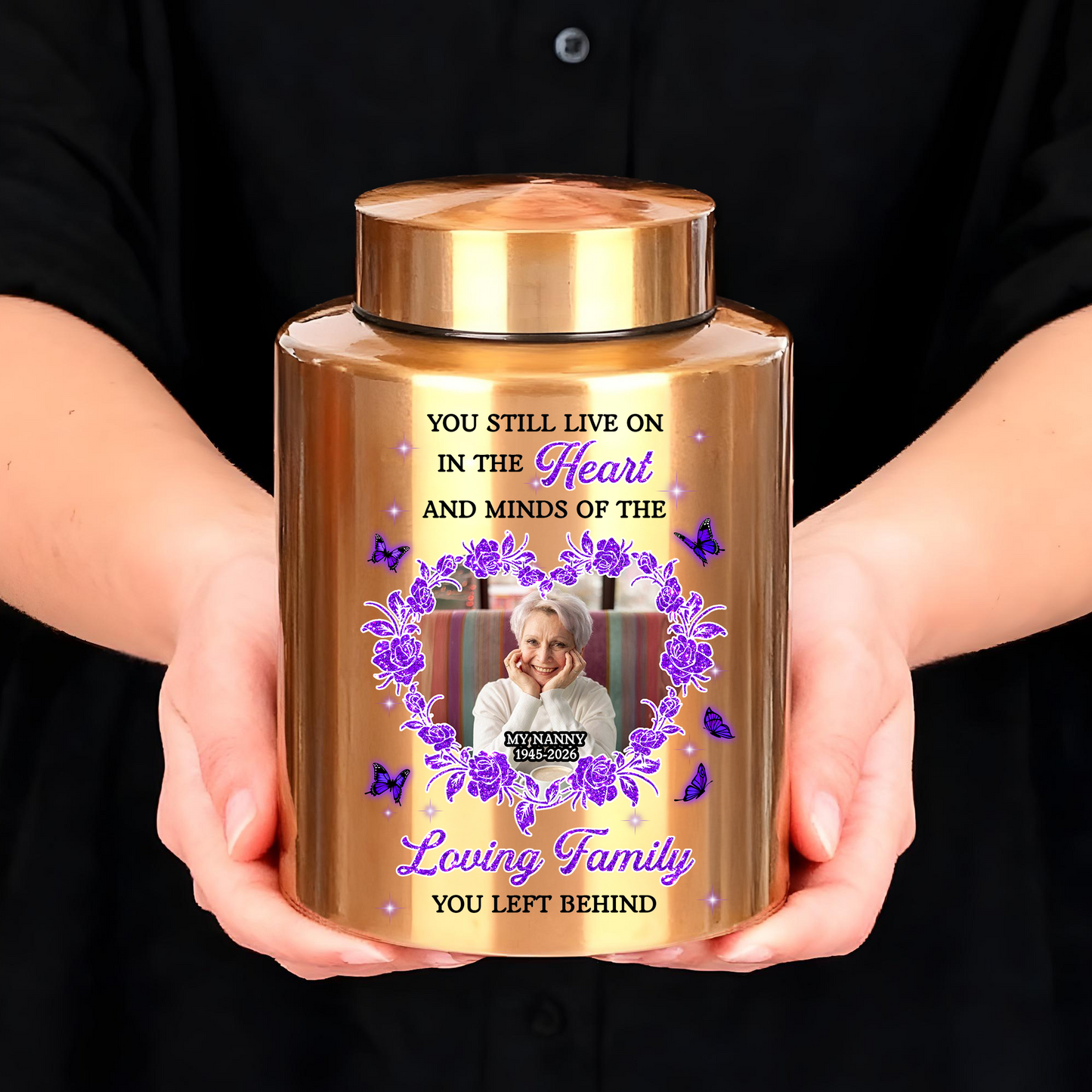 Je suis toujours avec toi - Urne funéraire Ailes Souvenir - Urne en acier inoxydable