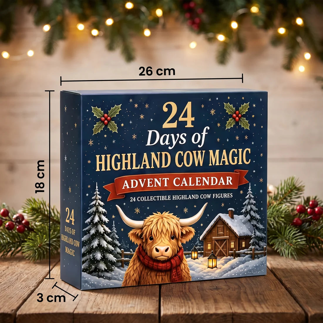 24-Day Highland Cow Advent Calendar with Collectible Mini Figurines
