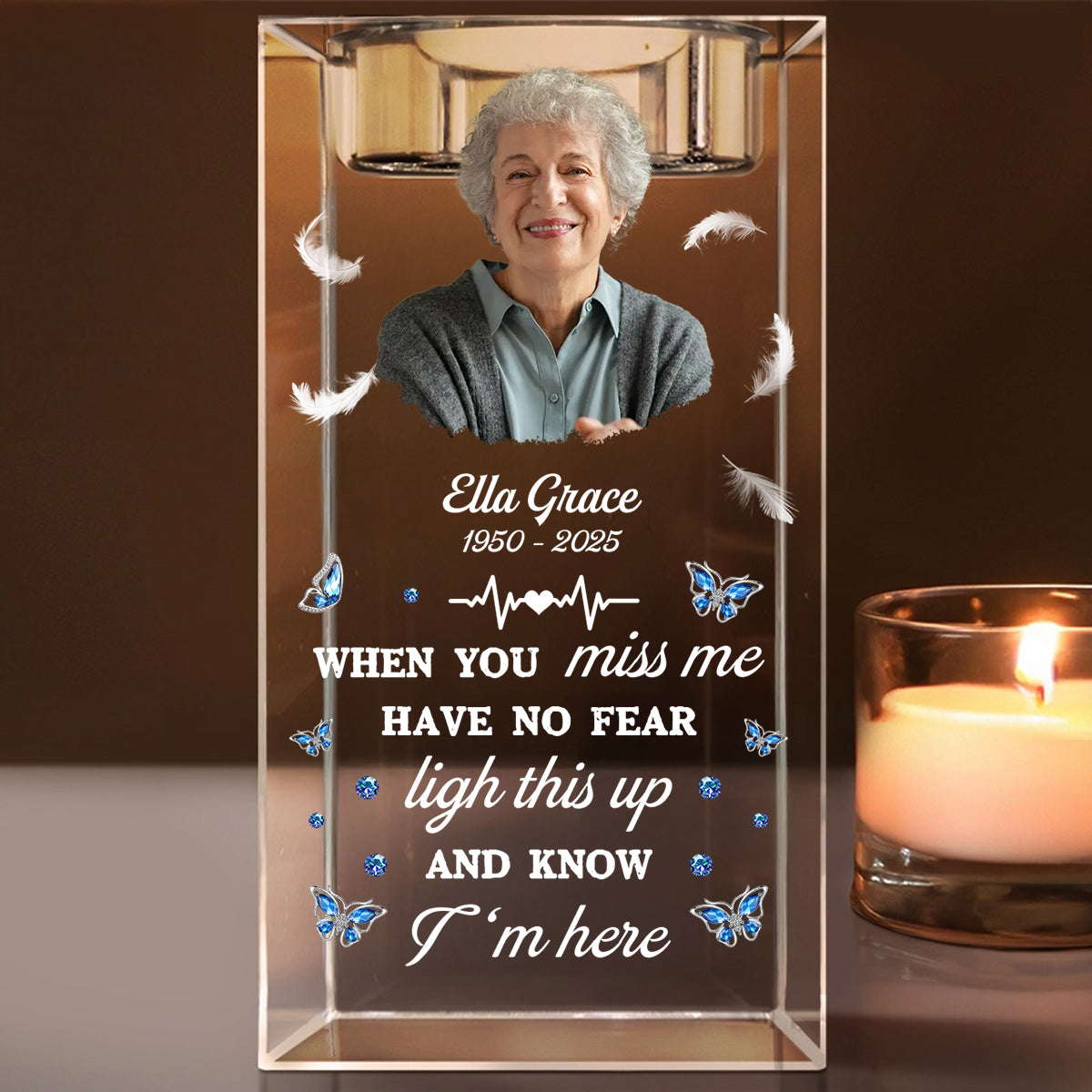 Have No Fear Light This Up - Personalized Crystal Candle Holder