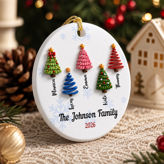 Personalized Family Christmas Tree - Real 3D Relief Ornament