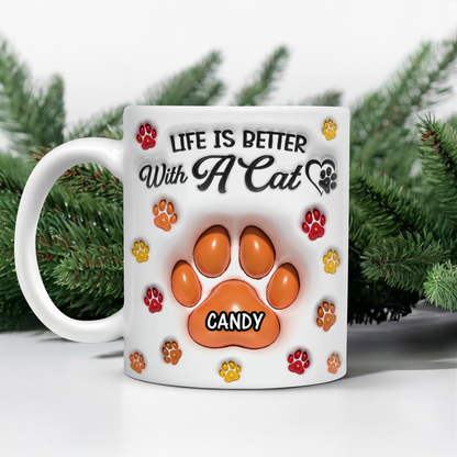 Life Is Better With You Pet Lovers Mug - Personalized Custom Coffee Mug - 3D Effect