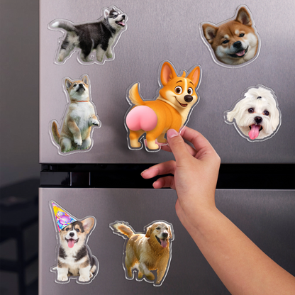 Personalized Funny Dog Butt Squishy Belly Fridge Magnet - Custom Squeeze Magnet, Kitchen Decor