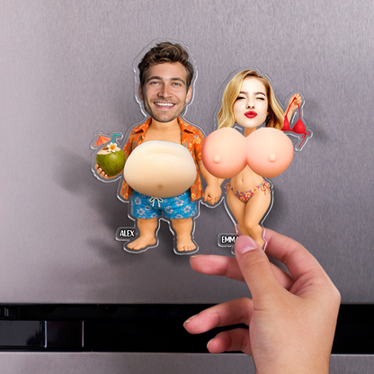Personalized Funny Couple Fridge Magnet - Custom Photo Squeeze Magnet, Kitchen Decor