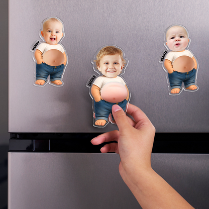 Personalized Funny Chibi Fridge Magnet - Custom Photo Squeeze Magnet, Kitchen Decor