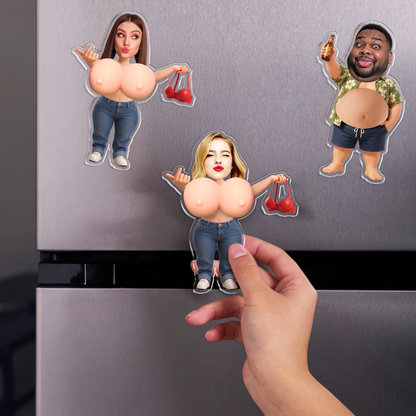 Personalized Funny Mommy Squishy Belly Fridge Magnet - Custom Dad Photo Squeeze Magnet, Kitchen Decor