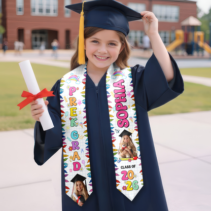 Custom Class of 2026 Kids Stoles Sash - Personalized Kids Graduation Stole