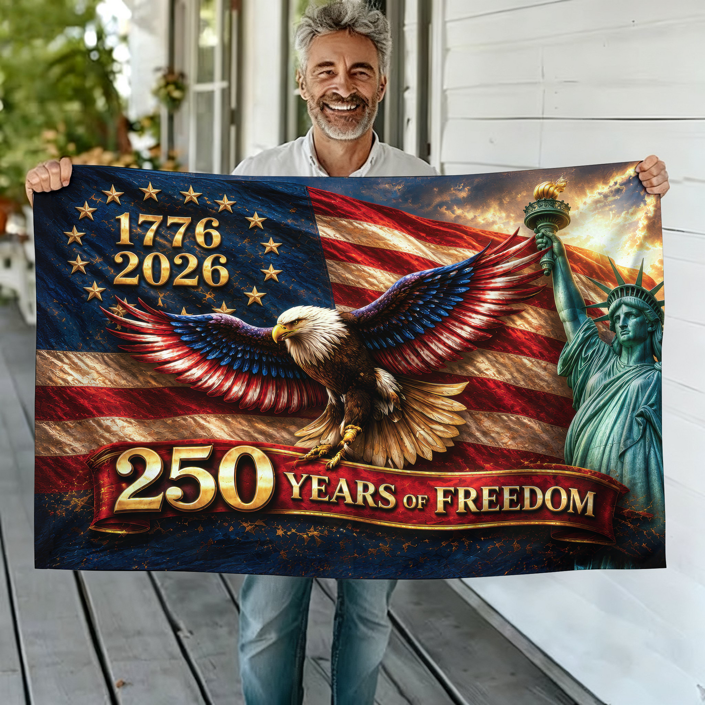 Eagle 250 Years Of Freedom Flag - Semiquincentennial Eagle Flag - Personalized House Flag