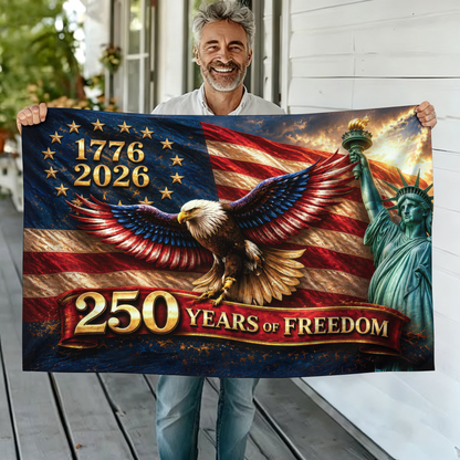 Eagle 250 Years Of Freedom Flag - Semiquincentennial Eagle Flag - Personalized House Flag