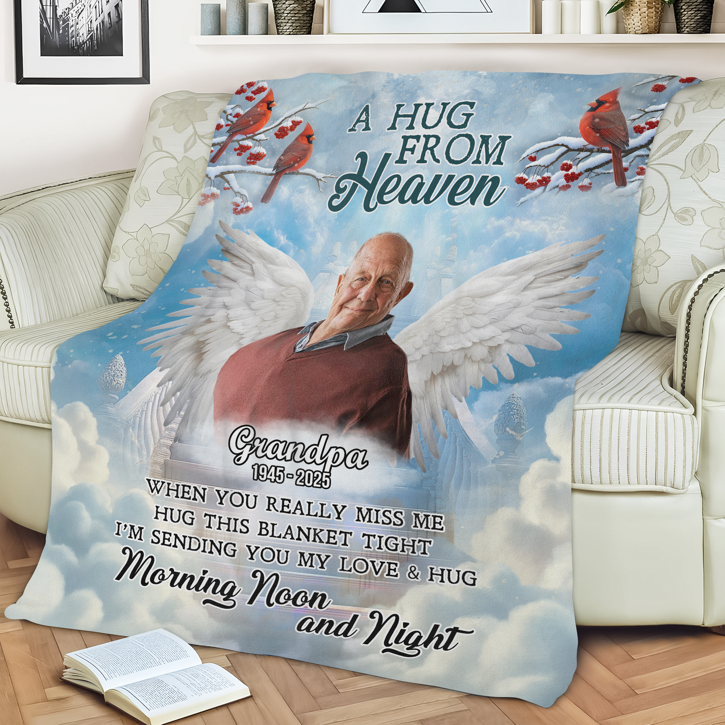 A Hug From Heaven Angel Wings - Memorial Personalized Custom Blanket - Sympathy Gift