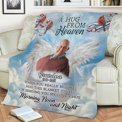 A Hug From Heaven Angel Wings - Memorial Personalized Custom Blanket - Sympathy Gift