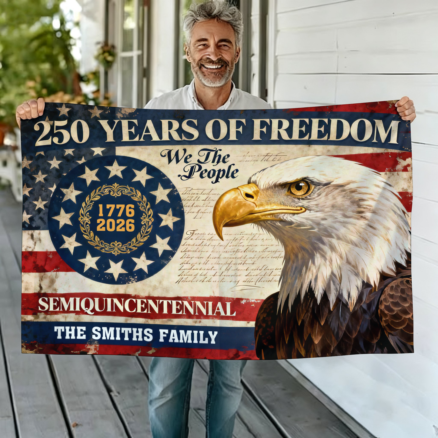 250 Years of Freedom American Flag - Semiquincentennial Eagle Flag - Personalized House Flag